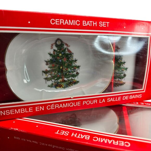 Christmas Tree Ceramic Bath Set - Soap Dish & Tumbler Two Sets JJ3980 - Picture 4 of 6